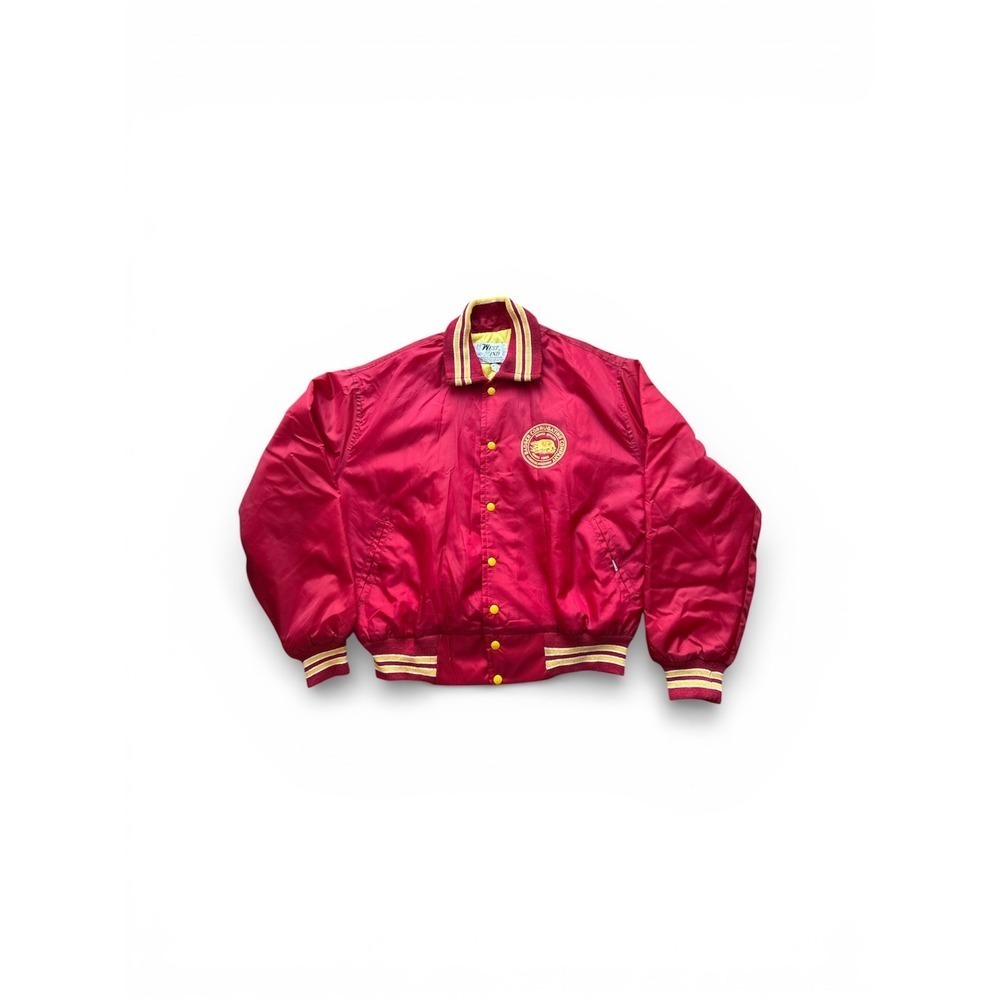 vintage-style s bomber varsity jacket, red with yellow size XL